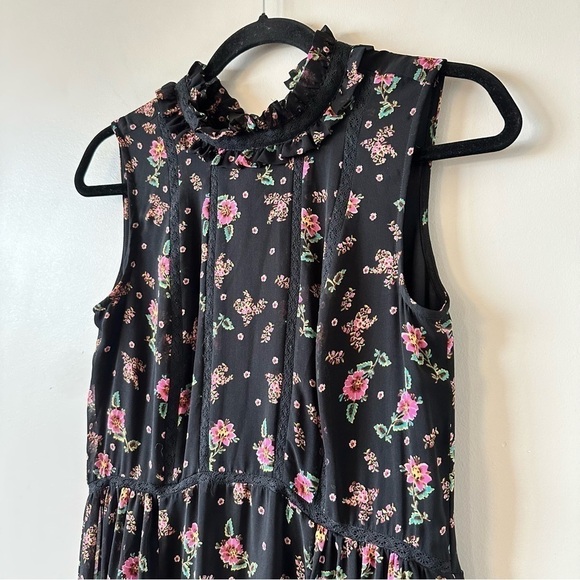 REBECCA Minkoff-Dainty Floral High Neck High Low Sleeveless Dress (Size:XS) - Picture 7 of 14